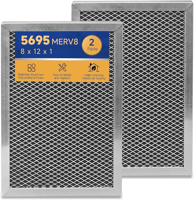 5695 Dehumidifier Filter MERV 8 Washable 8 x 11.7 x1 Compatible with Whole-House Dehumidifiers Models 1820 1820Z E070 E070KZ E070KZM E070N E070T E070Z Replacement Filter 2 Packs by Unknown