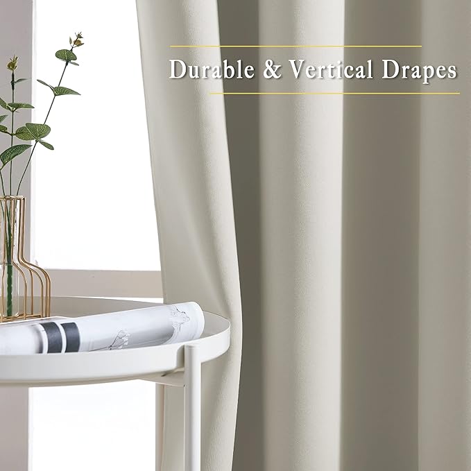 NICETOWN Blackout Natural Curtain for Living Room - Grommet Thermal Insulated Solid Room Darkening Thermal Curtain Drape Sound Reducing for Bedroom/Living Room (1 Panel, W66 x L84) - Image 6