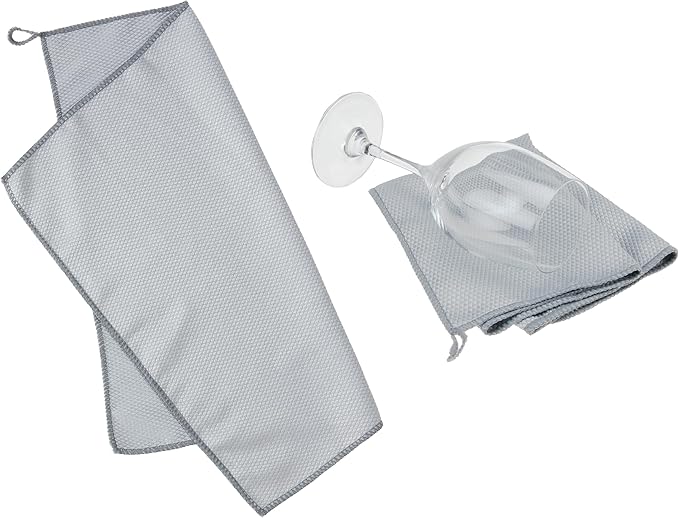 True Microfiber Towels, Wine Glass Polishing Cloths, Streak Free Microfiber Cloth and Lint Free Towels, Grey, Set of 3 by True