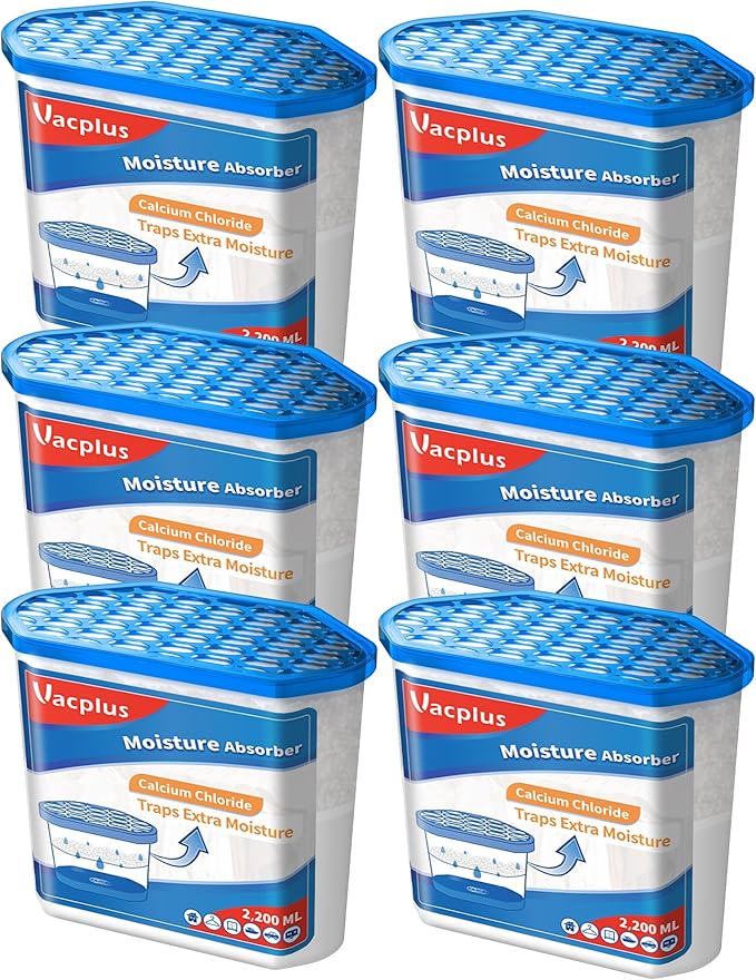 Vacplus Moisture Absorbers 6 Pack, Portable Humidity Absorber Boxes for Your Bathroom, Closet & Car, Dehumidifier with Fragrance Free, 32.0 Oz by Vacplus