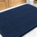 OLANLY Dog Door Mat for Muddy Paws 32x20, Absorbs Moisture and Dirt, Absorbent Non-Slip Washable Doormat, Quick Dry Chenille Mud Mat for Dogs, Entry Indoor Entryway Carpet for Inside Floor, Dark Blue by OLANLY