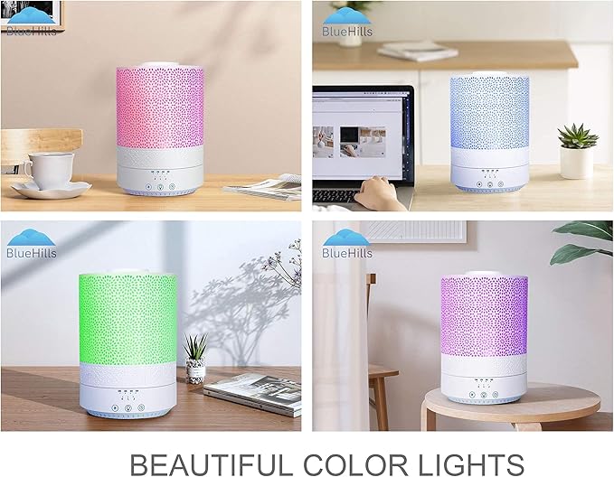 BlueHills 2500 ML XL Essential Oil Diffuser Aroma Humidifier with Timer for Large Home Decor Baby Rooms Big Huge 2.5 L Capacity Long Run Color Changing Lights Decorative Design High Mist White- F002 - Image 8