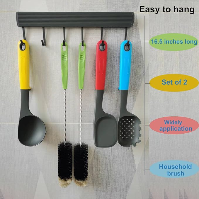 2 Pack 16" Bottle Brush, Dokpod Long Handle Cleaning Brushes for Long Narrow Neck Bottle Cleaning Water Beer Wine Sports Bottle Thermos Flask Bottles Cleaning Hummingbird Feeder Vase Cleaning Brushes - Image 4