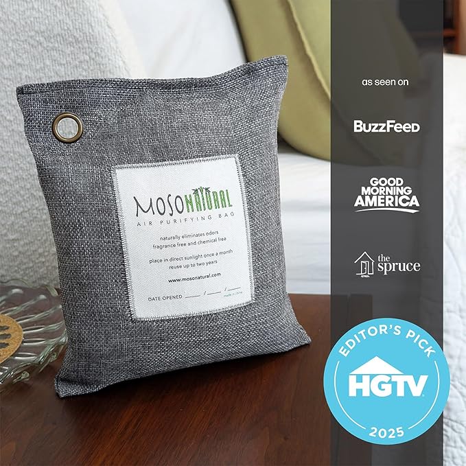 Moso Natural Air Purifying Bag 500g (2 Pack) Premium Bamboo Charcoal Odor Absorber for Home, Bedroom, Kitchen, Basement | Unscented Pet Odor Eliminator | Large Charcoal Deodorizer Bag Covers 250sqft - Image 6