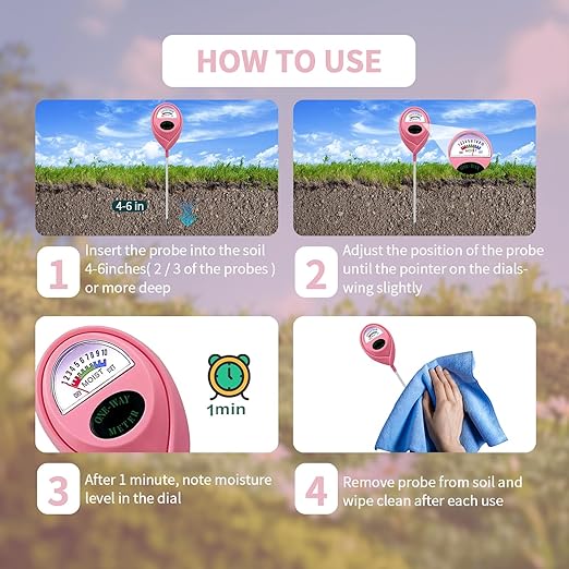 Soil Moisture Meter, Garden Plant Water Meter, Plants Moisture Meter, Lawn Soil Tester, Soil Water Gauge for Potted Plants, Plant Moisture Monitor No Battery Required Free Plant Watering Guide - Image 6