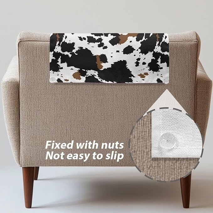 Cow Pattern Chair Headrest Covers Non-Slip Chair Slipcover with Pins Pet Scratch Resistant Removable Washable Furniture Protector for Living Room - Image 5