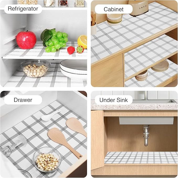 Drawer and Shelf Liner for Kitchen Cabinet,Non-Adhesive Cabinet Liner 24in x 10FT,Waterproof Shelf Paper Non-Slip Mats Cupboard Liners Contact Protect Dresser/Shelves/Table-White Stripes - Image 8