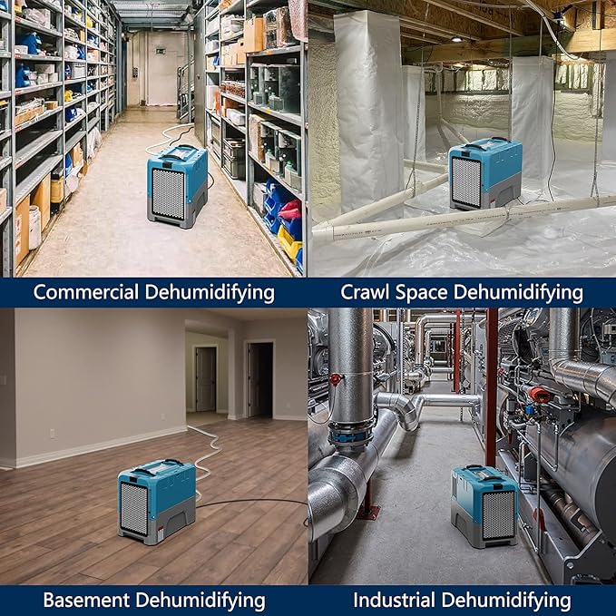 ALORAIR App Control Commercial Dehumidifier With Pump Industrial Dehumidifiers with Drain Hose, for Water Damage Restore, Flood Repair, Large Space, Job Sites (Blue) - Image 7