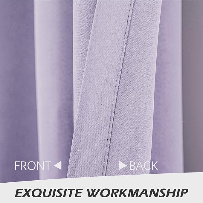 MYSKY HOME Lilac Blackout Curtains for Living Room, 63 Inch Long Grommet Room Darkening Curtain for Bedroom, Amazing Triple Weave Thermal Insulated Curtain, 1 Curtain Panel, 52 x 63 Inch, Lilac - Image 6