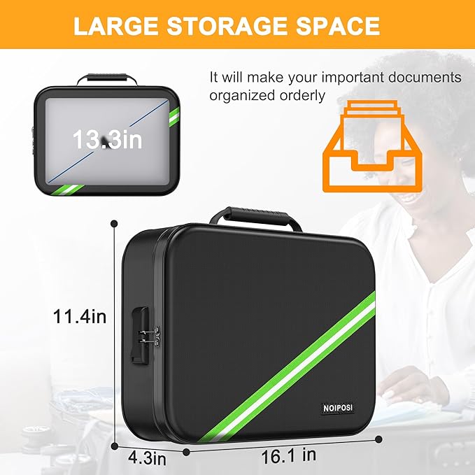 Noiposi Document Organizer with 5200℉ Heat Insulated, 16.1"x11.4"x4.3" Waterproof and Fireproof Document Box with Lock, Home Strong Fireproof Safe Storage Box for Legal Size Documents and File - Image 5