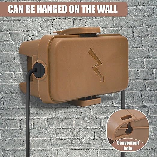 Hrensaw Small Weatherproof Electrical Connection Box(6 x 3.5 x 2.2inch),Outdoor Electrical Box,Waterproof Extension Cord Covers for Plug, Extension Cables, Holiday Lights,Brown - Image 4