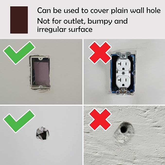 Rubber Bond Self-Adhesive Rubber Wall Outlet Cover Plate 5 Pack - Easy to Apply Peel & Stick Drywall Hole Patch - 5x3 Inch Screwless Blank Wall Plate Cover - Premium Hole Cover (Dark Brown, 5x3 Inch) - Image 7