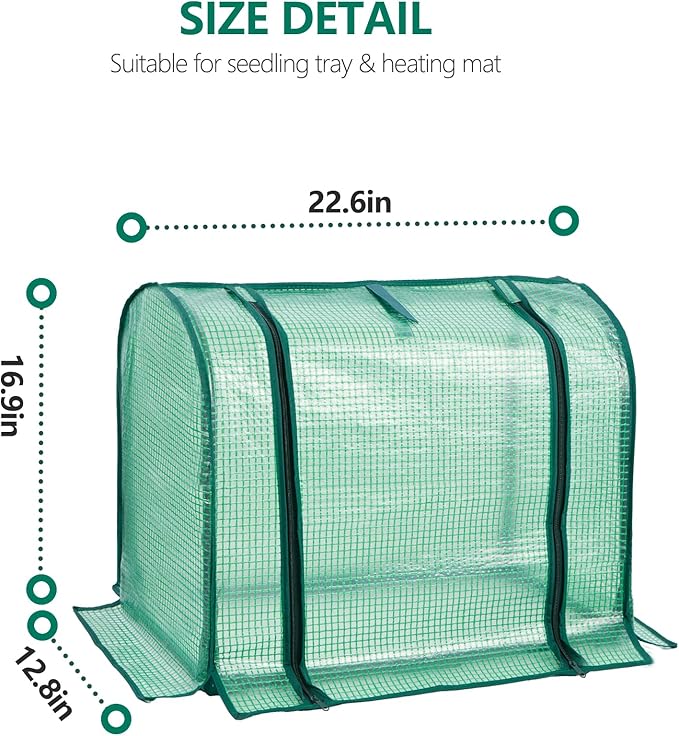 Mini Greenhouse Indoor, Tabletop Garden Nursery Plant Cover Tent Humidity Domes for Home Gardening Germination and Seedling Propagation, 23x12x16.5 Inches, Green Cover - Image 4
