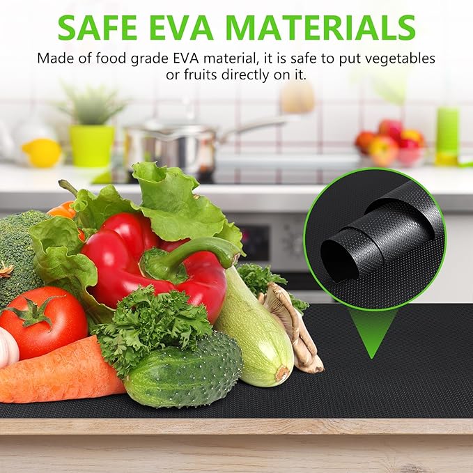 Black Shelf Liners for Kitchen Cabinets Non Adhesive Drawer Liner for Bathroom Waterproof Refrigerator Liners for Shelves Fridge Plastic Mats Cabinet Cupboard Liner 17.5 x 78.7 Inches - Image 5