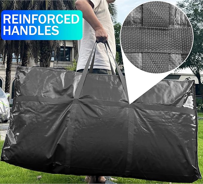 66 Gallon Extra Large Storage Bags, Huge Moving Bags Heavy Duty with Zipper and Stronger Handles, Big Foldable Duffle Bag for Travel - Storage Totes Moving Boxes for College, Christmas Tree, Bedding - Image 4