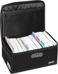 JUNDUN Index Card Holder with Lock,Collapsible Fireproof Index Card Box fits 1200 5x8-Inch Flash Cards - Business, Recipe, or Note Card Storage Boxes - Black by JUNDUN
