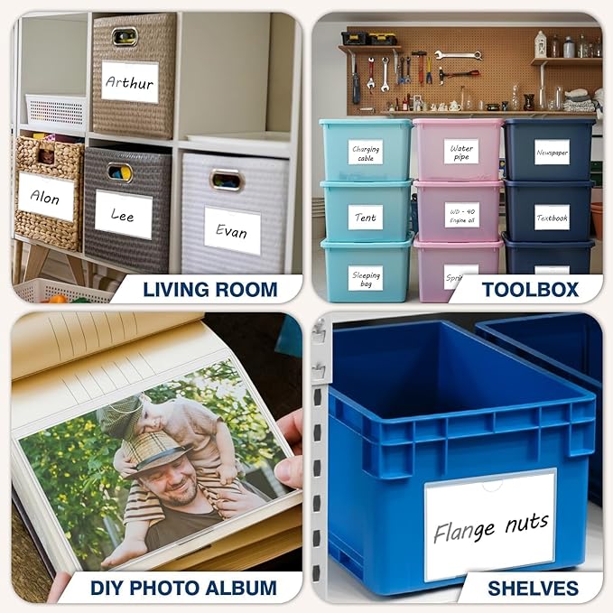 H4D 24 Pack Labels for Storage Bins, 4" x 6" Plastic Clear Adhesive Index Card Holders, Tote Label Pockets for Organizing Storage, Library Card, Shelves - Image 6