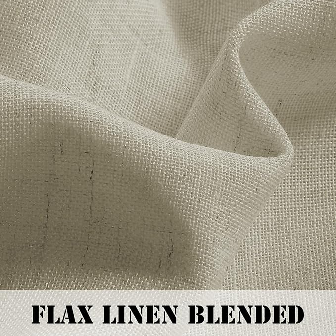 H.VERSAILTEX Linen Curtains Elegant Natural Linen Semi Sheer Curtains Energy Light Filtering Rod Pocket Window Treatments Panels for Living Room (Set of 2, Castle Wall, 52 inch W X 96 inch L) - Image 3