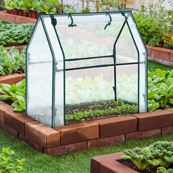 Mini Greenhouse for Indoor Outdoor: Ohuhu Tabletop Portable Green House with Waterproof Pad for Small Plants Nursery Germination, 36"x18"x33" Heavy-Duty PE Cover White - Image 5