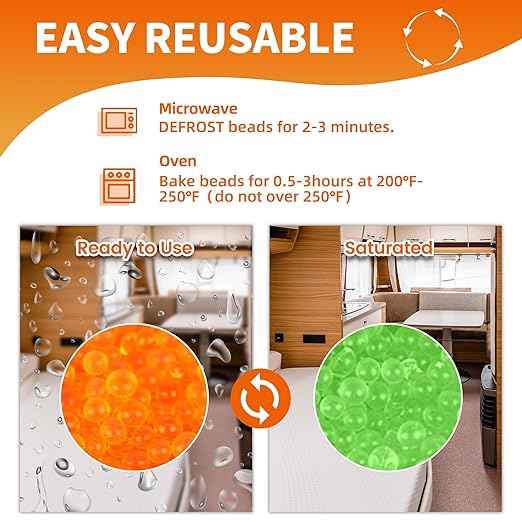 1000g Reachargeable Silica Gel Beads with 1 Cloth Bag, Indicating Moisture Absorber Desiccant Packs for Storage - Image 3