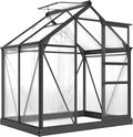 Outsunny 6' x 4' Greenhouse for Outdoors, Polycarbonate Greenhouse with Rain Gutter and Roof Vent, Aluminum Walk-in Green Houses for Outside for Patio Backyard Garden, Gray by Outsunny
