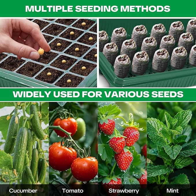 Seed Starter Tray with Grow Light & Heating Mat, 68℉-113℉ Adjustable, 40-Cell Seed Starter Kit with Humidity Dome, Reusable Seed Starter for Indoor Planting Seeds - Image 6