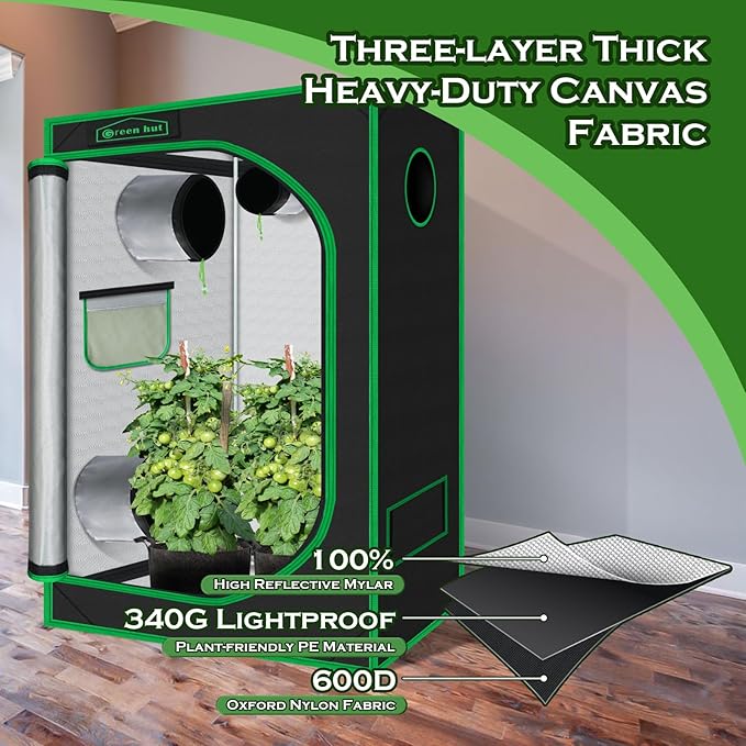 Indoor Grow Tent 48"x24"x60" 600D Mylar Hydroponic for Indoor Plant Tent with Observation Window and Removable Floor Tray 4x2 - Image 5