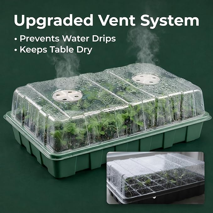 Gardzen 5 Pack BPA Free Seed Starter Tray Kit, 40 Cell Reusable Seedling Trays with Humidity Vented Domes and Base - Image 5
