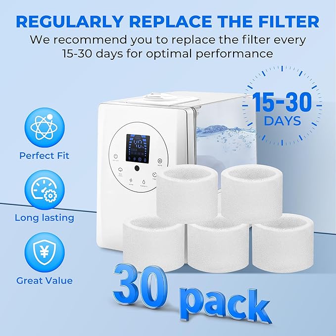 30-Pack Top Fill Humidifier Replacement Filters for LEVOIT Classic160, Dual150, Dual200S, Classic300(S), LV600S, OasisMist 450S, Superior6000S Series Humidifiers by Funmit - Image 7