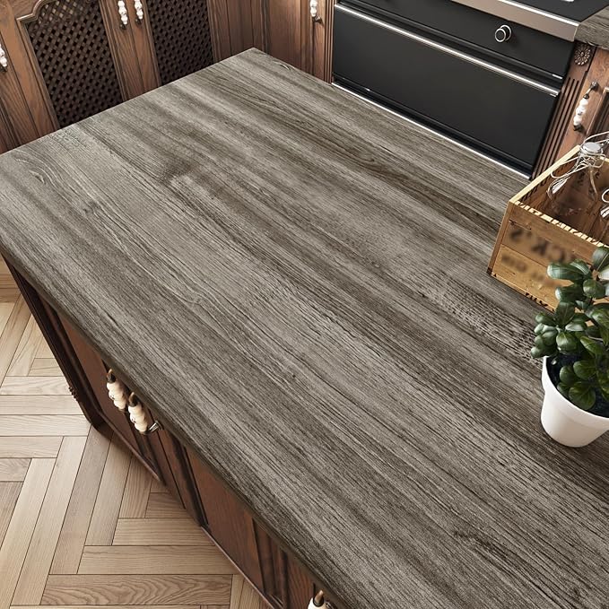 WESTICK Brown Wood Countertop Peel and Stick Wood Wallpaper Vintage Wood Contact Paper Self Adhesive Rustic Wooden Vinyl Wrap for Countertops Tables Bathroom Cabinets 15.8” x 78” - Image 2