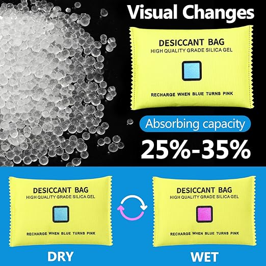 10 Packs 200g Rechargeable Silica Gel Desiccant Moisture Absorbing Bag for Storage Bin Indicating Silica Gel Desiccant Packet Reusable Dehumidifier Bag for Home Closet Car(6 x 3.5 Inches) - Image 3