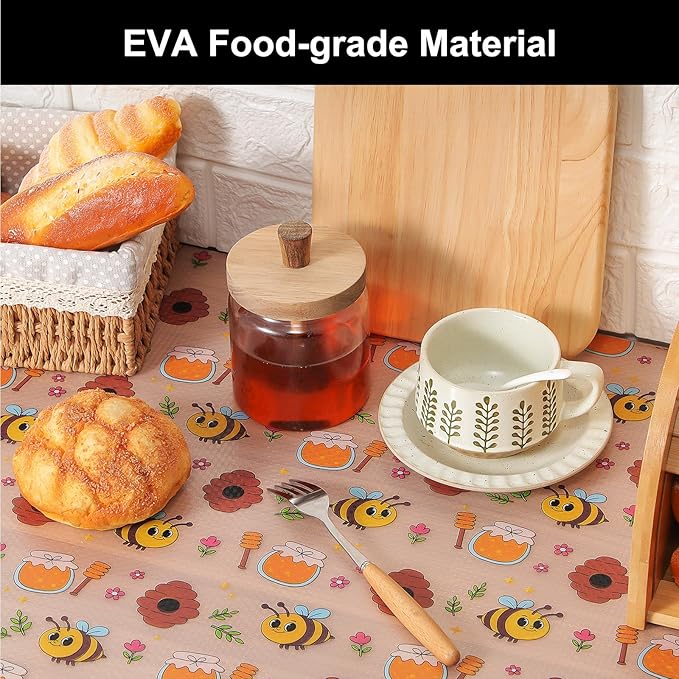 Cooyes Shelf Liner – Non-Slip Cabinet & Drawer Liner for Kitchen – Non-Adhesive Waterproof Shelf Paper with Modern Pattern – Durable EVA Cabinet Mat – Easy to Cut (Buff,17.5" W x 197" L) - Image 3