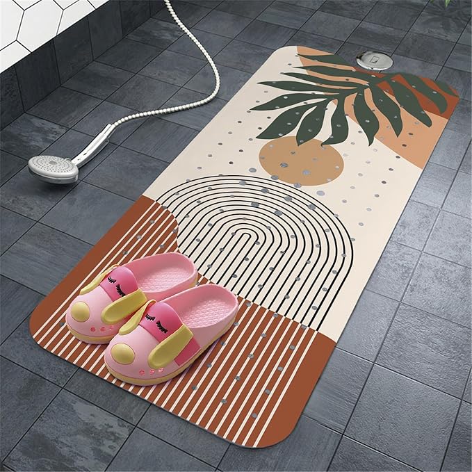Rainbow Bathtub Mat Non Slip, Boho Baby Bath Mat for Tub Rubber Tub Mat, Kids Bath Mats for Bathroom Abstract Anti Slip Shower Mat with Suction and Drain Holes Machine Washable, 40″X16″ - Image 8