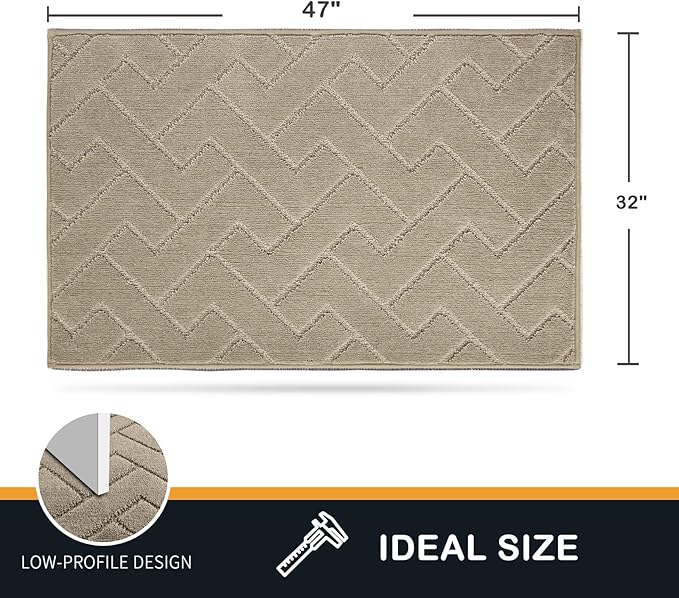 PURRUGS Dirt Trapping Door Mat 32" x 47", Non-Slip Machine Washable Entry Rug, Dog Doormat, Indoor Front Door Mat, Super Absorbent Entryway Rug for Muddy Shoes & Paws, Taupe - Image 2