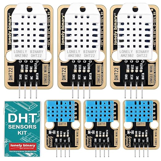 6pcs DHT22 DHT11 Gold Edition Digital Temperature Humidity Sensor Set AM2302 Weather Station Monitor for Arduino ESP32 S3 Raspberry Pi Project by LONELYBINARY