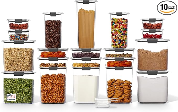 Rubbermaid Brilliance BPA-Free Airtight Food Storage Containers with Lids Set of 20 with Scoops Perfect for Kitchen and Pantry Organization by Rubbermaid