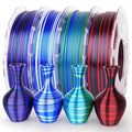 AMOLEN Silk PLA 3D Printer Filament Bundle, Multicolor Gradient Rainbow PLA 1.75mm Pack, Shiny Fast Color Change 3D Printing Filament for Most FDM 3D Printer, 200g X 4 Spools by AMOLEN