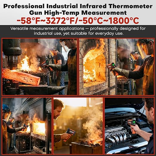 50:1 Infrared Thermometer Laser Temperature Gun -58℉~3272℉, Meat Food Pizza Oven Grill Thermometer for Griddle Accessories, Heat Gun for Cooking, HVAC, Engine Surface Temp Reader - Image 3
