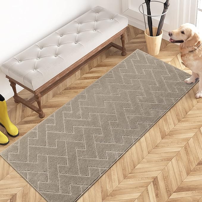 PURRUGS Dirt Trapping Door Mat 24" x 59", Non-Slip Machine Washable Entry Rug, Dog Doormat, Indoor Front Door Mat, Super Absorbent Entryway Rug for Muddy Shoes & Paws, Taupe by PURRUGS