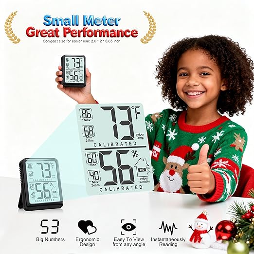 Antonki Room Thermometer, Digital Small Hygrometer Indoor Thermometer Humidity Gauge, Temperature Humidity Meter with Max/Min Record Monitor Sensor for Home, Plants - Battery Included - Image 3