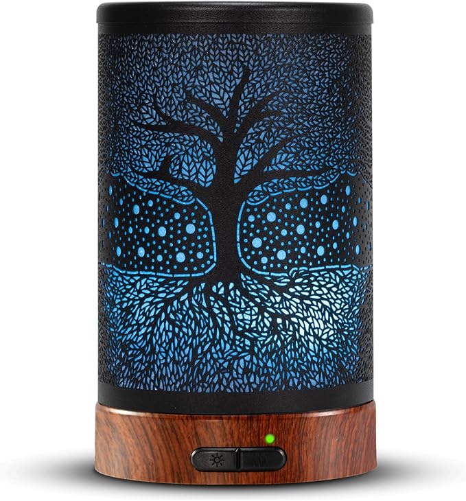Aromatherapy Essential Oil Diffuser 150ml- Electric Cool Mist Aroma Diffuser with Intermittent Mode, Auto Shut-Off Protection, 7 Colors Changing LED Light for Home Office Decor & Gift (Life Tree) by EQUSUPRO