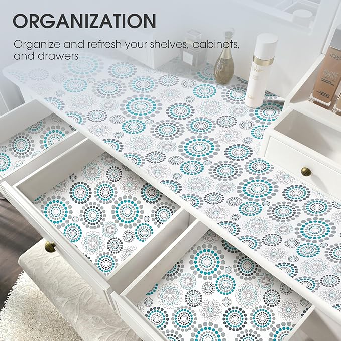 Drawer and Shelf Liner, Non-Slip Kitchen Cabinet Liners Non-Adhesive Thick Strong Grip Waterproof Washable Mats Protect Dresser Shelves Cupboard Bathroom Cabinets, Spiral, 24 in X 10 FT - Image 7
