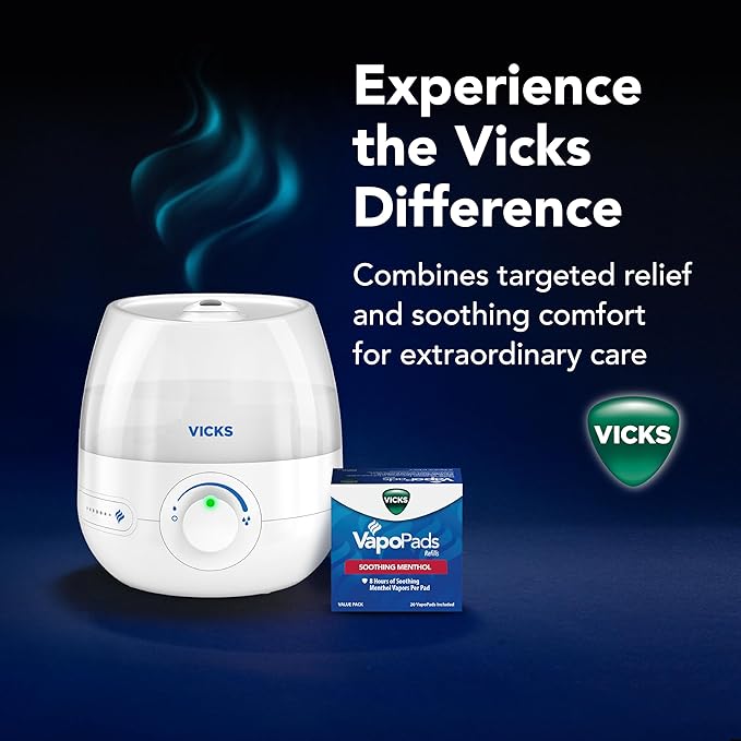 Vicks Mini Filter Free Cool Mist Humidifier, Small Room – Variable Mist Control – Works with Vicks VapoPads - Image 7