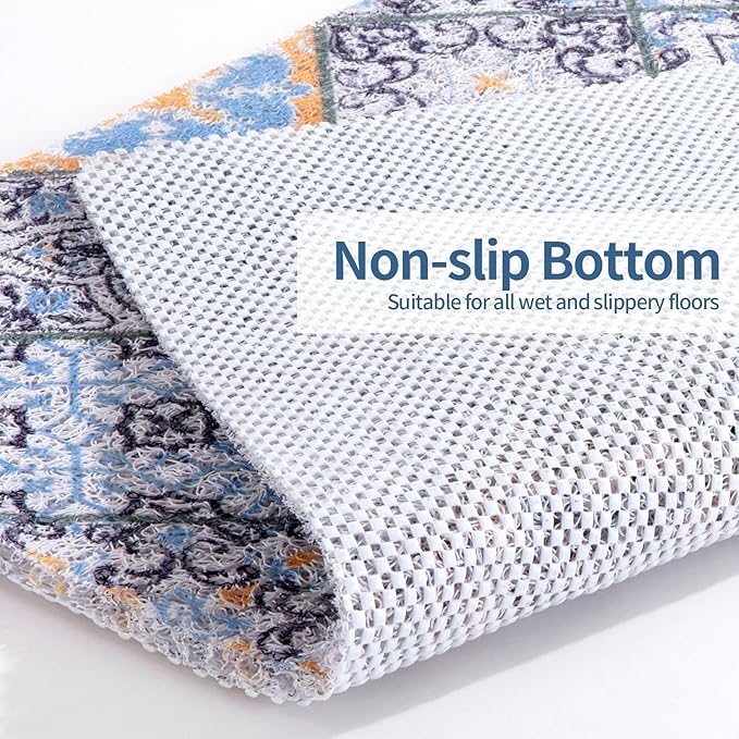 HOMBYS Square Shower Mat Non Slip 27x27 in,Shower Mat with Drain Hole in Middle,Shower Floor Mats for Inside Shower,PVC Loofah Shower Stall Mat,Secure in Shower Mat,Boho Bath Mats for Shower - Image 4