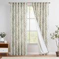 jinchan Linen Blend Floral Curtains for Living Room 90 Inches Extra Long Farmhouse Printed Curtain Back Tab Green Peony Flower Patterned Drapes Bedroom Window Curtains Set 2 Panels by JINCHAN