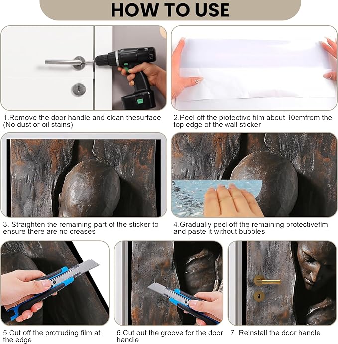 3D Door Stickers, Peel and Stick Vinyl Wallpaper, Self-Adhesive Mural for Home Decor 30.3" W x 78.7" H - Image 5