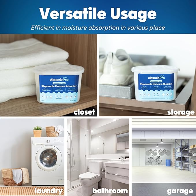 Moisture Absorber Tub Fragrance Free - 6-Pack - 10.5 oz Unscented Disposable Odor Eliminator Box & Dehumidifier for Garage, Home, Kitchen, Bedroom, Bathroom, Closet, Cars, and Boats - Image 6