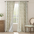 jinchan Lined Linen Floral Curtains for Living Room, 96 Inch Length Printed Flower Farmhouse Patterned French Country Back Tab Green Window Drapes Set Privacy Bedroom Curtains, 2 Panels by JINCHAN