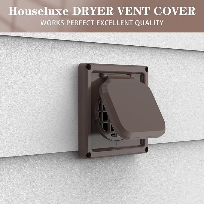 Dryer Vent Cover Outside 4 inch, Magnetic Door Design, Durable Airflow Vent with Lint Trap Screen, Thickened Material, 6 inch x 6 inch Size, Brown - Image 7