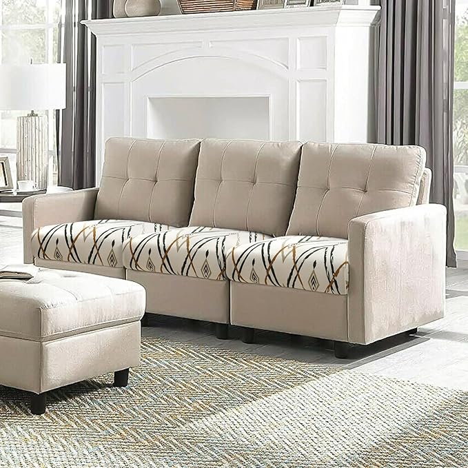 Fuloon Sofa Cushion Covers, Stretch Printed Seat Cushion Cover Couch Seat Slipcovers Washable Furniture Protector for Armchair Loveseat Sofa (Green, 3 PCS) - Image 9
